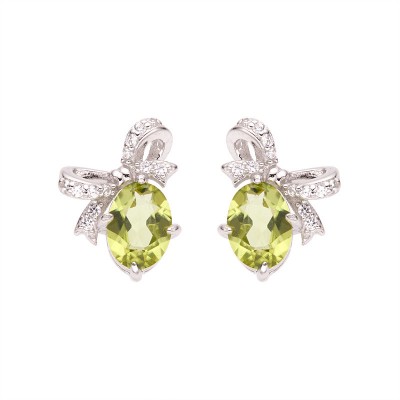 NL9949-2 S925 pure silver plated 18K gold natural Olivine earrings