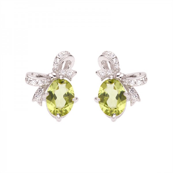 NL9949-2 S925 pure silver plated 18K gold natural Olivine earrings NL9949-2 S925 pure silver plated 18K gold natural Olivine earrings