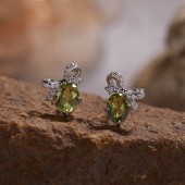NL9949-2 S925 pure silver plated 18K gold natural Olivine earrings NL9949-2 S925 pure silver plated 18K gold natural Olivine earrings