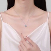 NL9898-3 S925 sterling silver 1-carat heart-shaped zircon necklace for women in minimalism