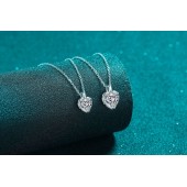 NL9898-3 S925 sterling silver 1-carat heart-shaped zircon necklace for women in minimalism