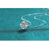 NL9899 50-point moissanite S925 pure silver heart-shaped edging dynamic necklace