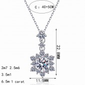 NL9902-1 S925 pure silver moissanite necklace women's snowflake pendant