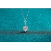 NL9902 S925 pure silver zircon necklace women's snowflake pendant