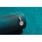 NL9902-1 S925 pure silver moissanite necklace women's snowflake pendant