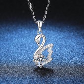 NL9904-1 S925 sterling silver 1-carat moissanite swan shaped pendant necklace