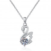 NL9904-1 S925 sterling silver 1-carat moissanite swan shaped pendant necklace