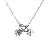 NL9906-1 S925 pure silver women's bicycle shaped moissanite necklace