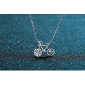 NL9906-2 S925 pure silver women's bicycle shaped zircon necklace