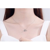 NL9906-2 S925 pure silver women's bicycle shaped zircon necklace