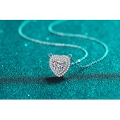 NL9907-1 Zircon heart-shaped halo 925 sterling silver wedding necklace