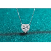 NL9907-1 Moissanite heart-shaped halo 925 sterling silver wedding necklace