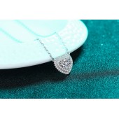 NL9907-1 Zircon heart-shaped halo 925 sterling silver wedding necklace