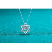 NL9911 S925 silver dynamic necklace with hexagonal star design, 50-point moissanite 950 Platinum (Pt 950) Plating