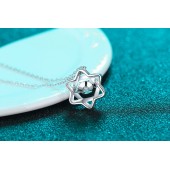 NL9911 S925 silver dynamic necklace with hexagonal star design, 50-point moissanite 950 Platinum (Pt 950) Plating