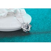 NL9911 S925 silver dynamic necklace with hexagonal star design, 50-point moissanite 950 Platinum (Pt 950) Plating