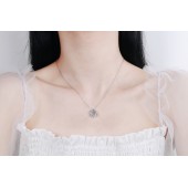 NL9911 S925 silver dynamic necklace with hexagonal star design, 50-point moissanite 950 Platinum (Pt 950) Plating