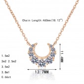 NL9914 S925 sterling silver champagne gold smiling crescent shaped necklace inlaid with 0.66 carat moissanite