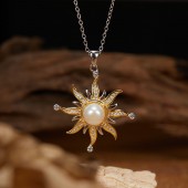 NL9930 S925 pure silver women's personalized fashionable sunflower pendant natural pearl necklace