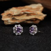 NL9942-2 S925 Women's Pure Silver Amethyst Earrings NL9942-2 S925 Women's Pure Silver Amethyst Earrings