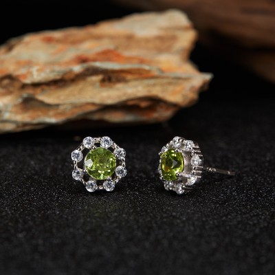 NL9942-2    S925 Women's Pure Silver Olivine Earrings