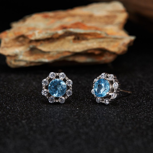 NL9942-2 S925 Women's Pure Silver Topaz Earrings NL9942-2 S925 Women's Pure Silver Topaz Earrings
