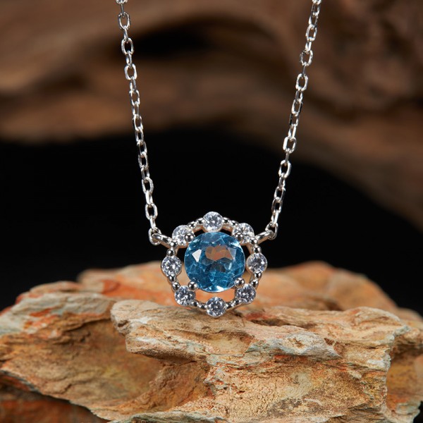 NL9942 S925 Pure Silver Natural Topaz Necklace