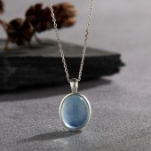 NL9943 S925 pure silver natural Aquamarine color treasure necklace, women's high-end oval pendant