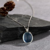 NL9943 S925 pure silver natural Aquamarine color treasure necklace, women's high-end oval pendant