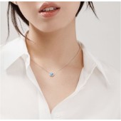 NL9944 S925 pure silver natural topaz jade colorful treasure necklace, feminine fashion round pendant, versatile collarbone chain