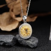 NL9945-4 S925 Pure Silver Natural Citrine Pendant Necklace