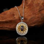 NL9945 S925 pure silver natural gemstone necklace with high-end feel, light luxury oval pendant, classic round plate