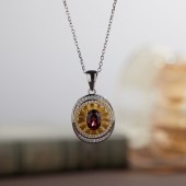 NL9945-6 S925 Pure Silver Natural Garnet Pendant Necklace