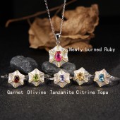 NL9946 S925 pure silver natural color gemstone pendant necklace, non fading jewelry