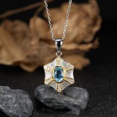 NL9946 S925 pure silver natural color gemstone pendant necklace, non fading jewelry