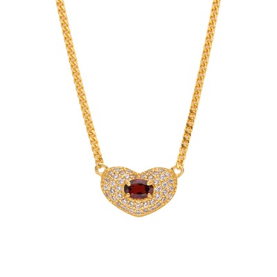 NL9947 Heart shaped Caibao Necklace S925 Pure Silver Natural Garnet Sapphire Love Pendant Does Not Fade