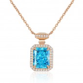 NL9948-2 S925 sterling silver rectangular perfume bottle light blue high carbon diamond necklace