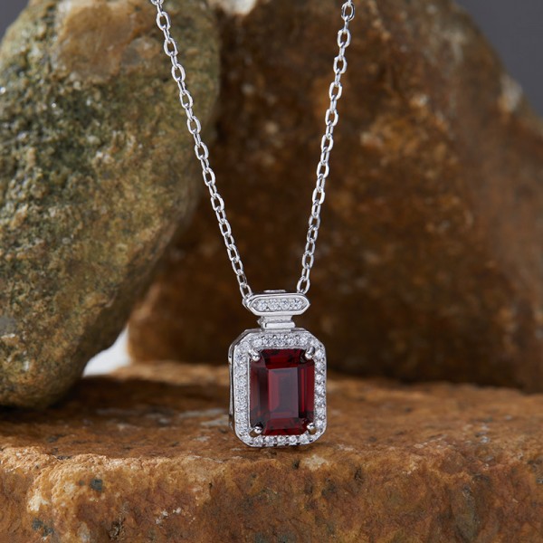 NL9951-2 925 sterling silver natural Garnet necklace