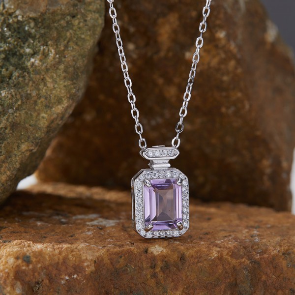 NL9951-4 925 sterling silver natural amethyst necklace