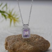 NL9951-4 925 sterling silver natural amethyst necklace