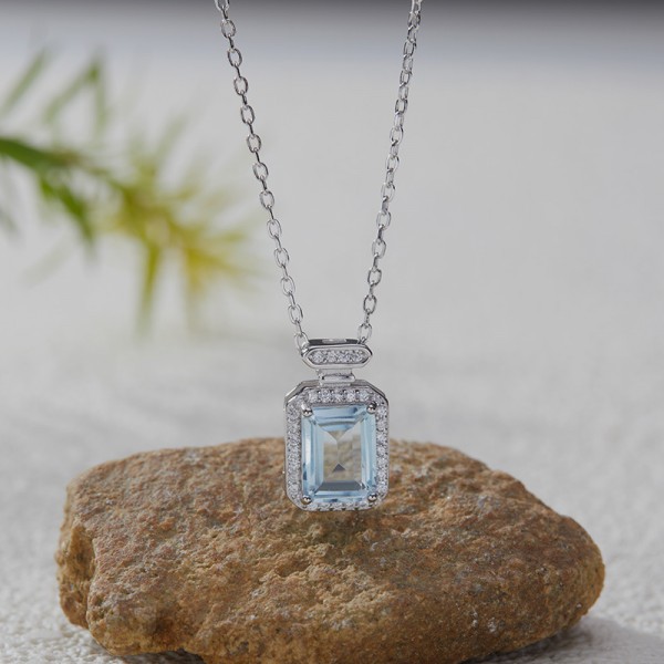 NL9951-3 925 sterling silver natural Topaz necklace