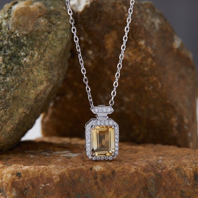 NL9951-5 925 sterling silver natural Citrine necklace