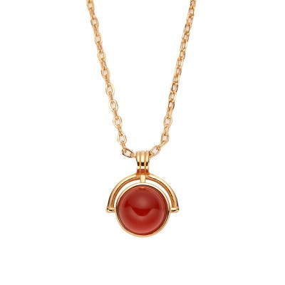 NL9952 925 sterling silver+natural red agate gold