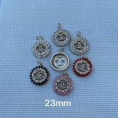 PS9884  CC Circular drill hollow pendants 0.91“(23mm)