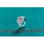 RS9890-1 S925 pure silver 11m round wrapped zircon ring