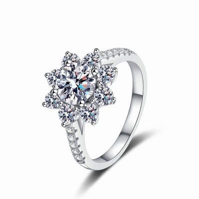 RS9892 S925 sterling silver women's sunflower 1 carat moissanite ring