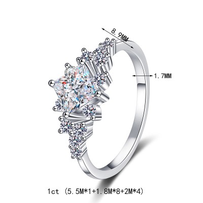 RS9918 S925 pure silver moissanite ring with square geometric design for women