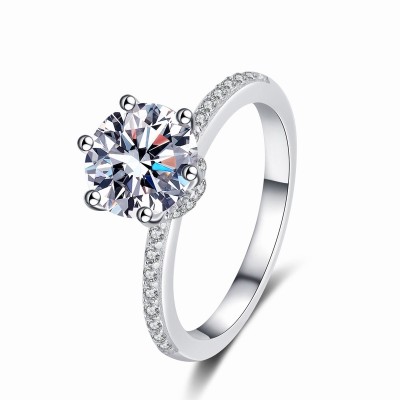 RS9922 Charmed 925 Sterling Silver 2 Carat Moissanite Ring