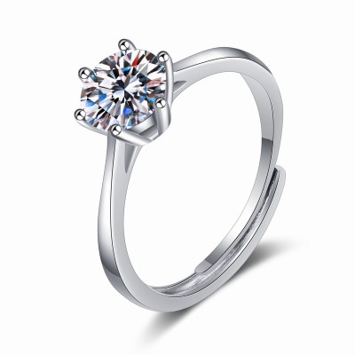 RS9923-1 Charmed Subtle Sparkle S925 Silver Ring Plated Platinum Pt950 Feature a 2-carat Moissanite