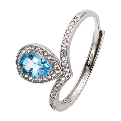 NL9932-3 S925 sterling silver platinum gemstone ring